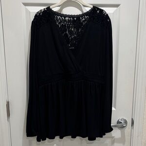 Torrid Black Lace Detail Blouse